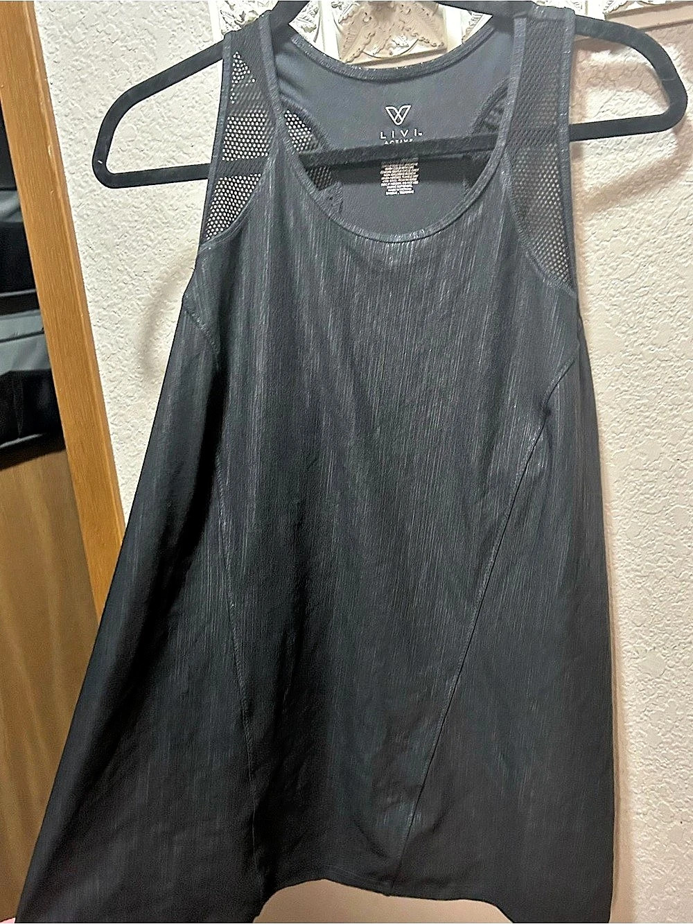 LIVI Active Metallic Racerback Mesh-Panel Tank Top Black 18/20